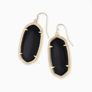 Elle Gold Drop Earrings in Black